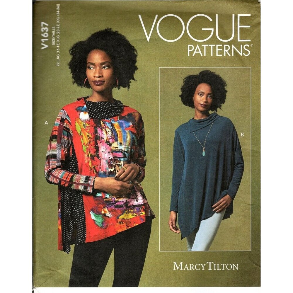 Vogue V1637 Misses L to XXL Marcy Tilton Tops and Tunics UNCUT Sewing Pattern